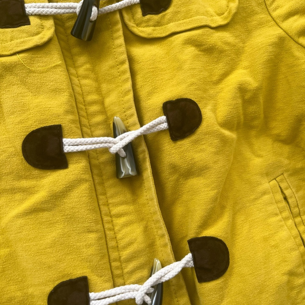 Boden yellow warm duffle coat pea coat jacket toggles fleece 8 - Picture 5 of 14